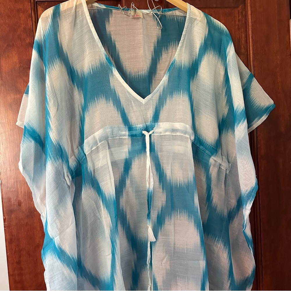 Echo Blue and White Swim Coverup